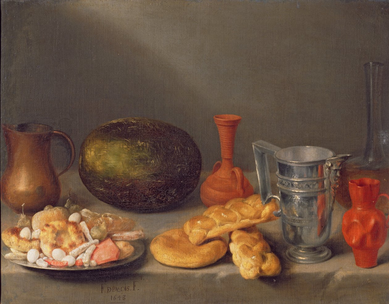 Stilleben med brød, 1648 av Francisco Palacios