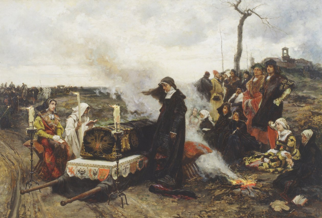 Joanna av Castille i begravelsen til mannen sin av Francisco Pradilla y Ortiz