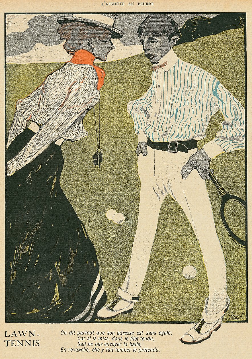 Lawn Tennis, fra 'L'Assiette au Beurre', 1. februar 1902 av Francesc Xavier Gosé