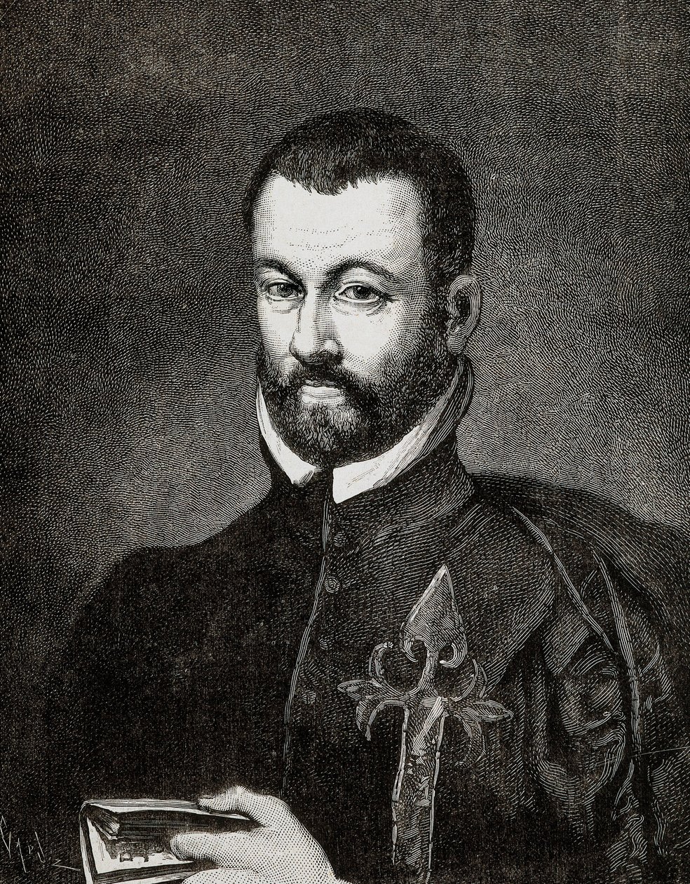 Portrait of Benito ARIAS MONTANO (1527-1598), Spanish humanist and theologian, based on a painting by Francisco Pacheco av Francisco (after) Pacheco