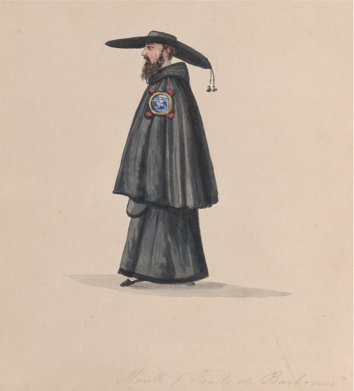 En munk fra Barbones-ordenen, fra en gruppe tegninger som viser peruansk drakt, 1848. av Francisco