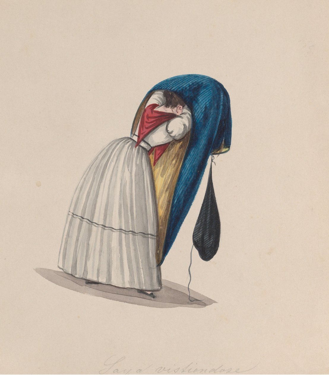 En kvinne som setter seg bakfra, fra en gruppe tegninger som viser..., ca. 1848. av Francisco