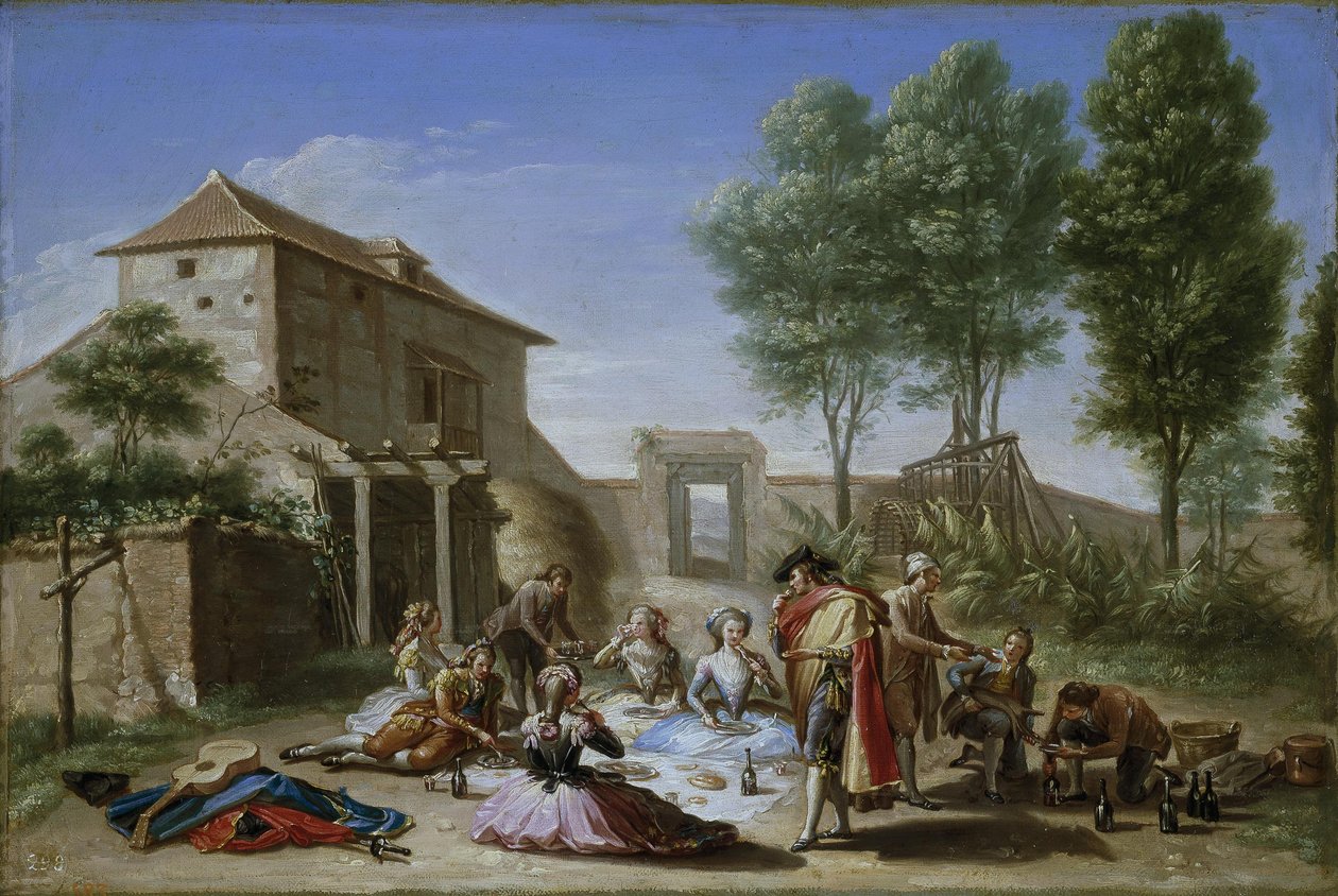 Snack in the Field, ca. 1784-5 (olje på lerret) av Francisco Bayeu y Subias