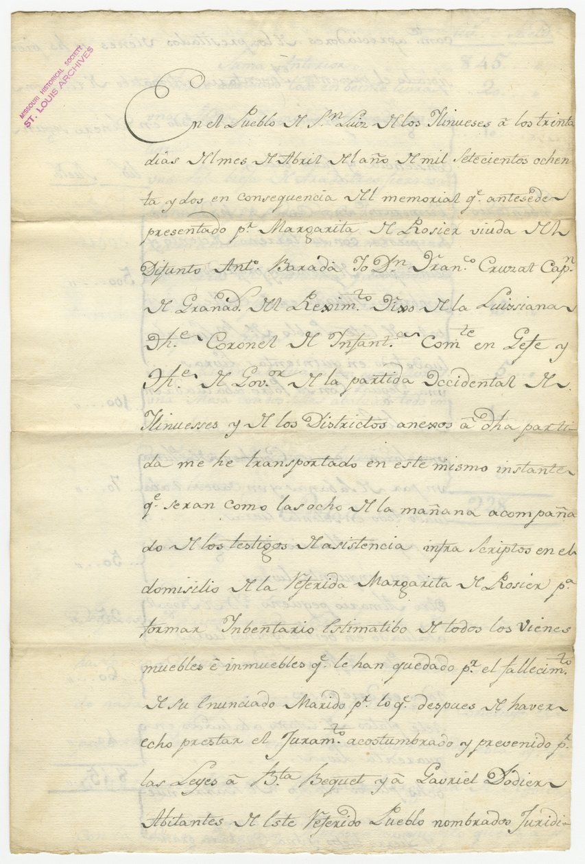 Inventar av Antoine Barada signert Fran. Cruzat, Josef Bexmes, Dodier, Becquet og andre, april 1782 av Francisco Cruzat
