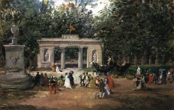 Porten til den botaniske hagen i Madrid fra Prado-museet av Francisco Domingo Marqués