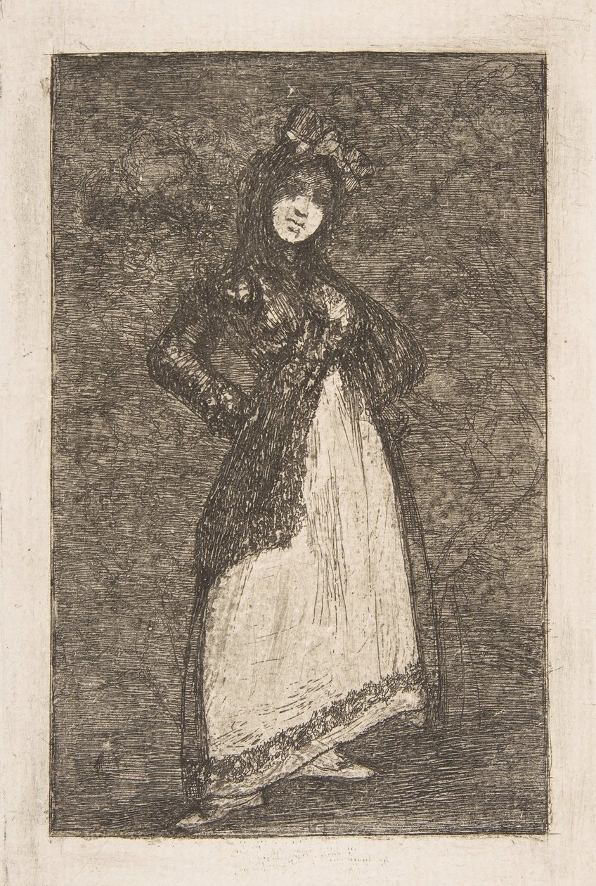 En Maja som står mot en mørk bakgrunn Maja. av Francisco de Goya