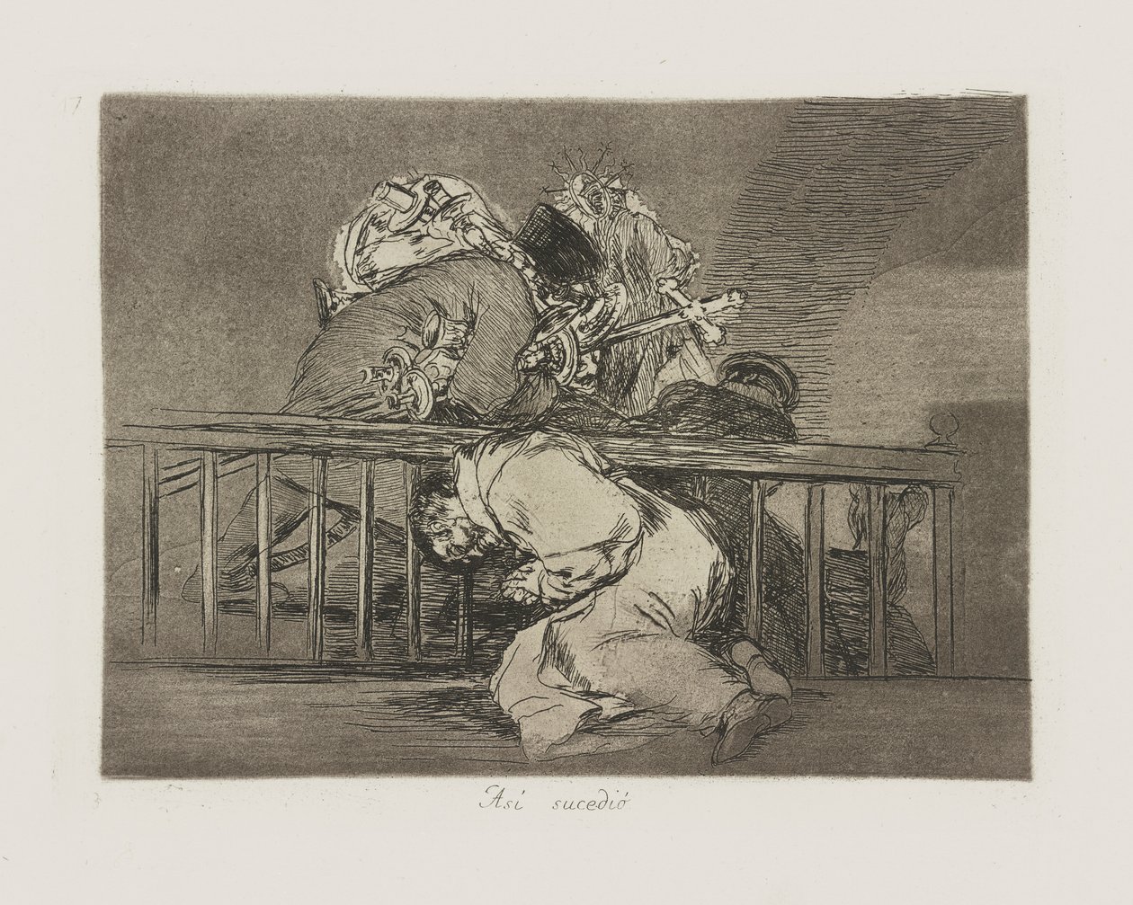 Som? sucedi?. (Slik skjedde det.), pl. 47 fra serien Los desastres de la guerra (The Disasters of War) av Francisco de Goya