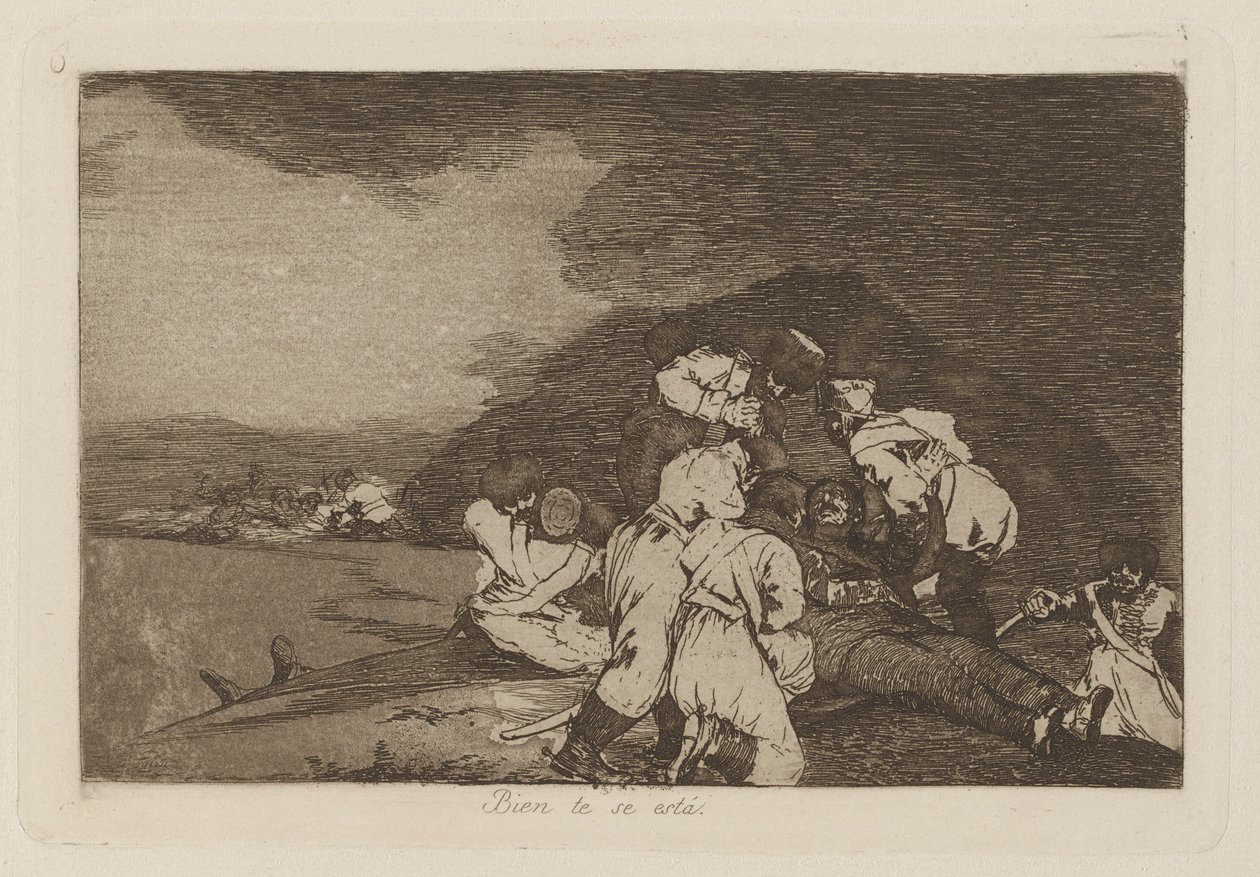 Er du ok? (Det tjener deg rett), pl. 6 fra serien The Disasters of War av Francisco de Goya