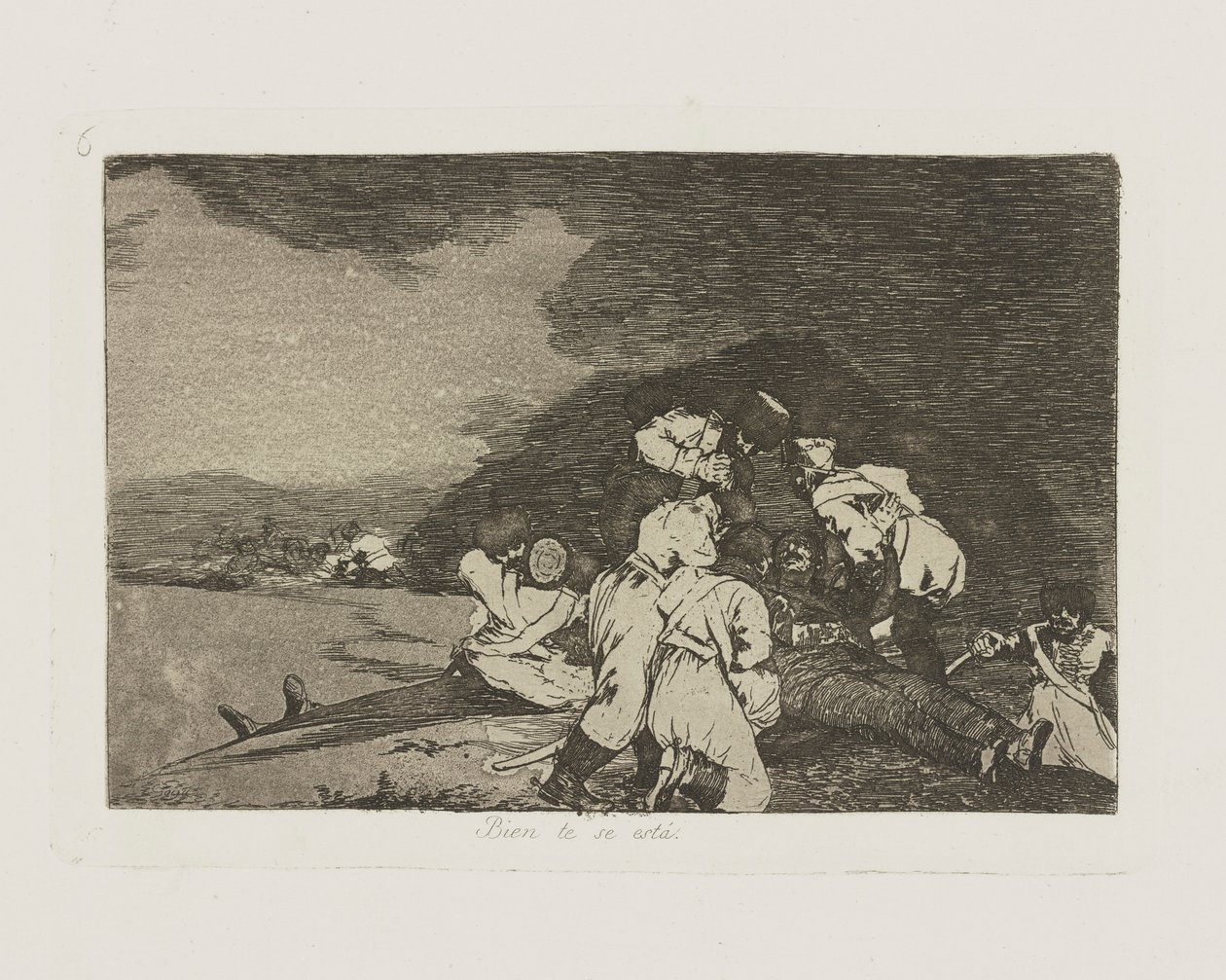 Du har det bra. (Det tjener deg rett.), pl. 6 fra serien The Disasters of War av Francisco de Goya