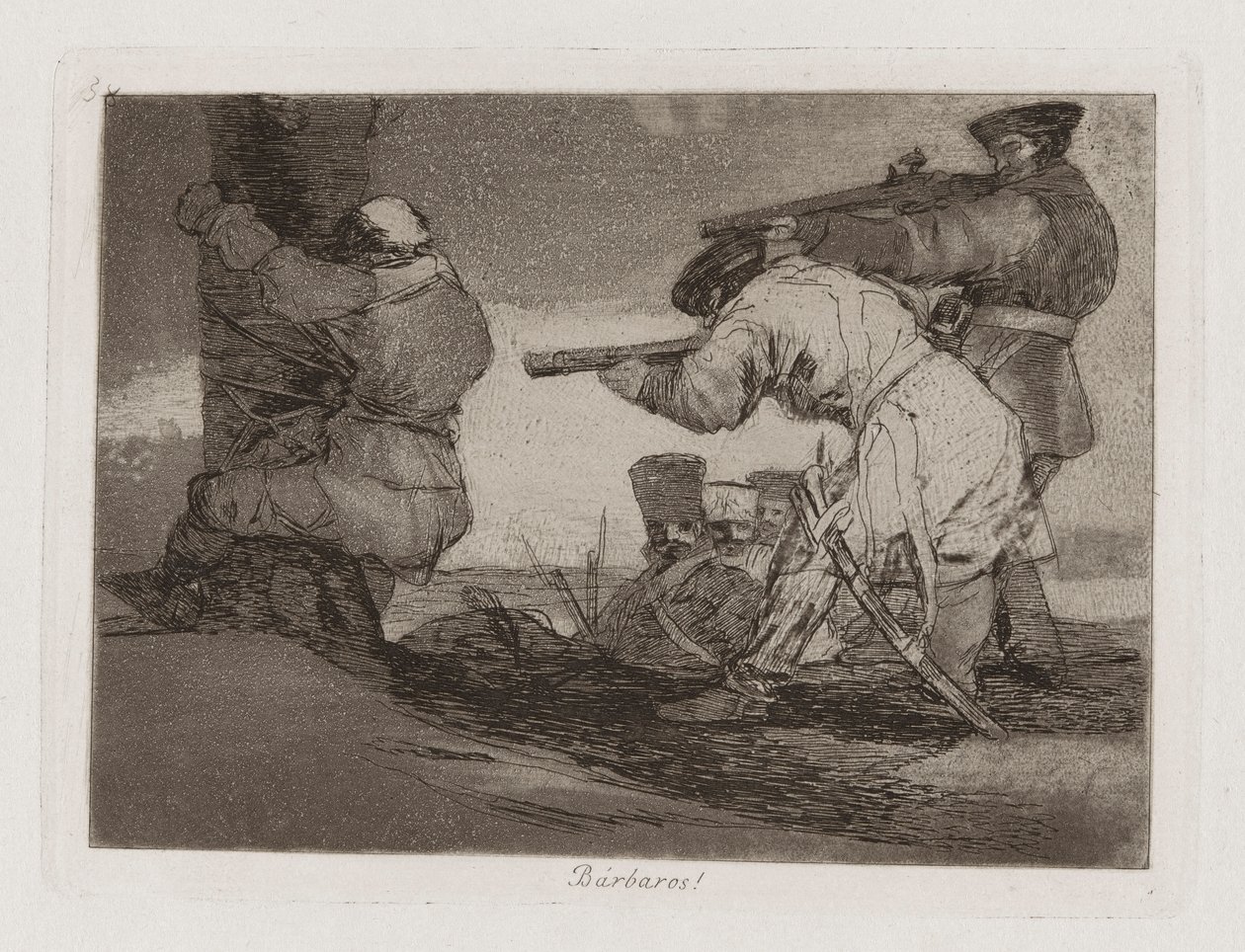 Barbarianer! (Barbarians!), Plate 38 fra The Disasters of War av Francisco de Goya