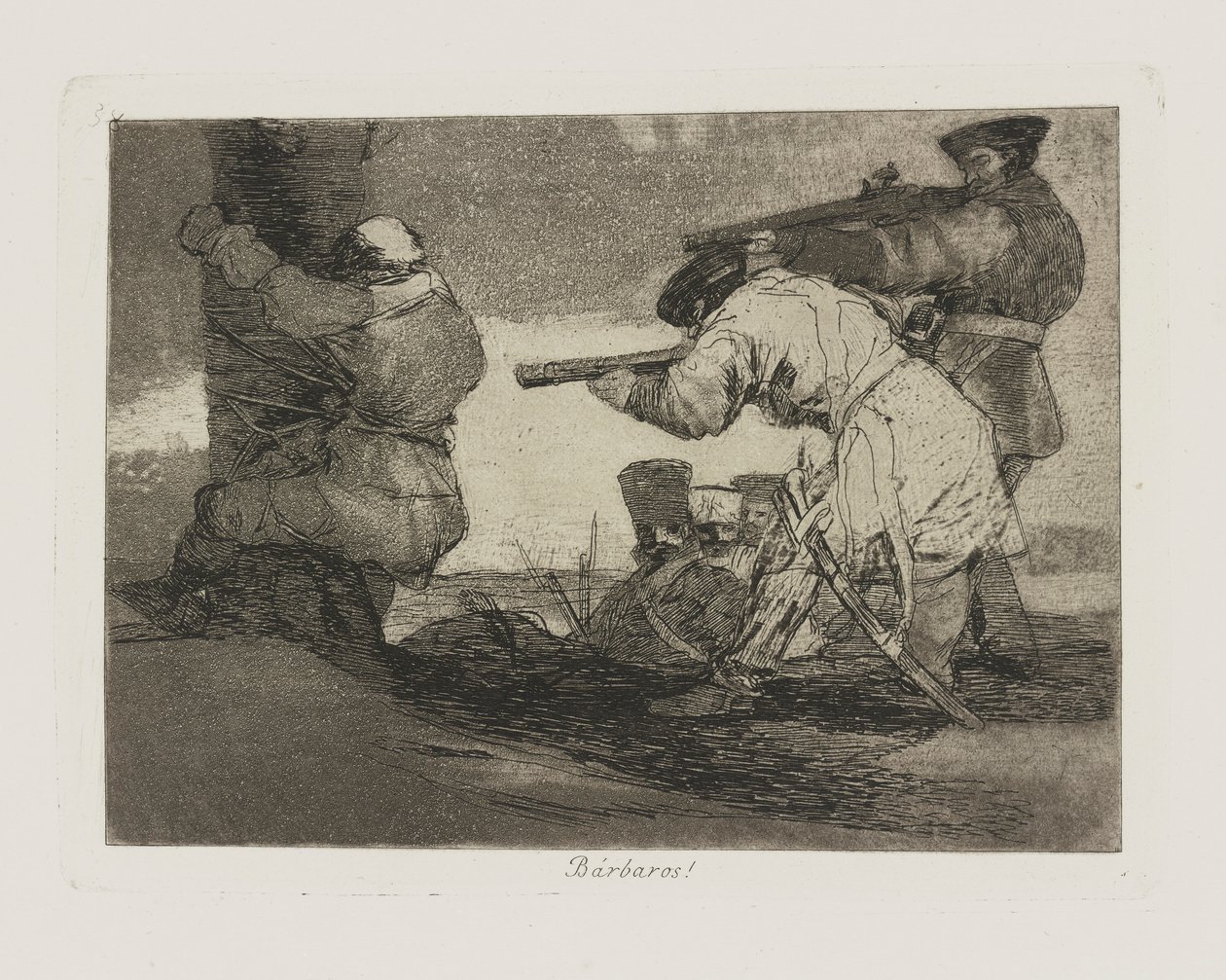 Barbarianer! (Barbarer!), pl. 38 fra serien The Disasters of War av Francisco de Goya