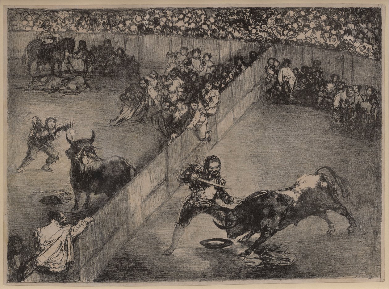 Tyrekamp i en delt ring av Francisco de Goya
