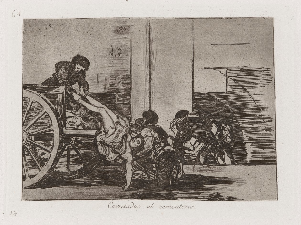 Cartloads to the Cemetery, plate 64 fra The Disasters of War av Francisco de Goya