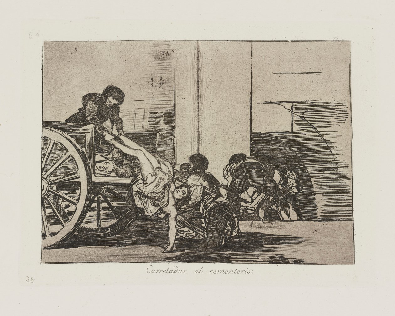 Kjøreveier til kirkegården. (Kerrelass til kirkegården.), pl. 64 fra serien The Disasters of War av Francisco de Goya