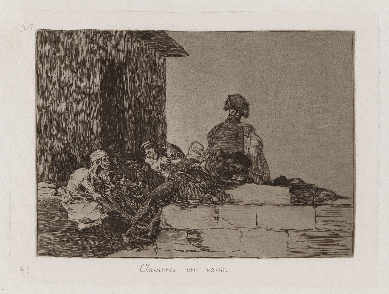 Clamores en vano (Appeals Are in Vain), Plate 54 from Los desastres de la guerra (The Disasters of War)   1336183   no       norwegian Successfully Translated  Original: Scene de mariage - Wedding Scene par Golyshev, Ivan Alexandrovich (1838-1896), - Litho av Francisco de Goya