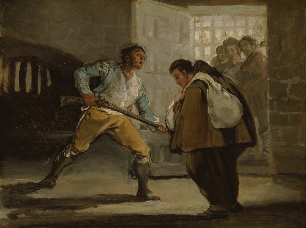 Maragato truer broder Peter av Zaldivia med pistolen sin, ca. 1806. av Francisco de Goya