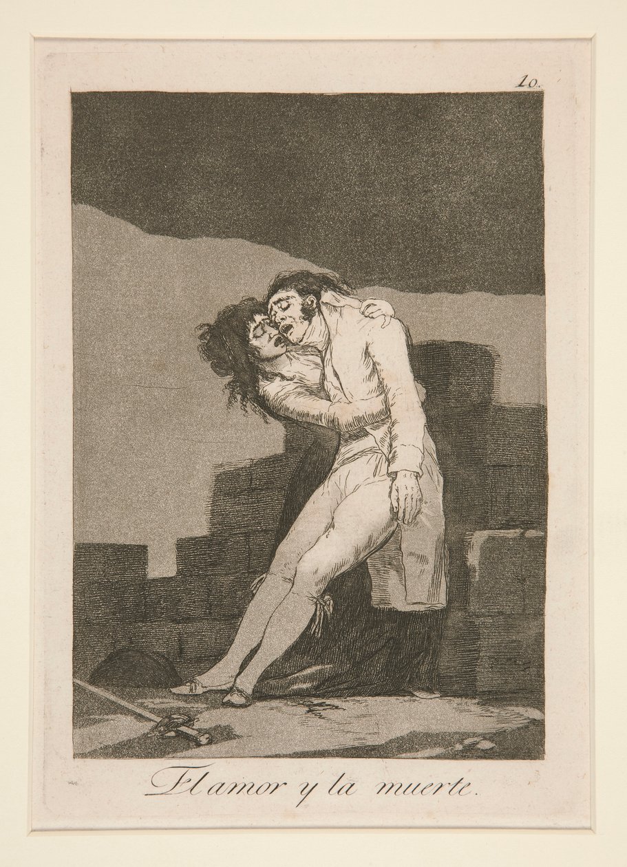 kjærlighet og død (Love and Death), pl. 10 fra serien The Caprices av Francisco de Goya