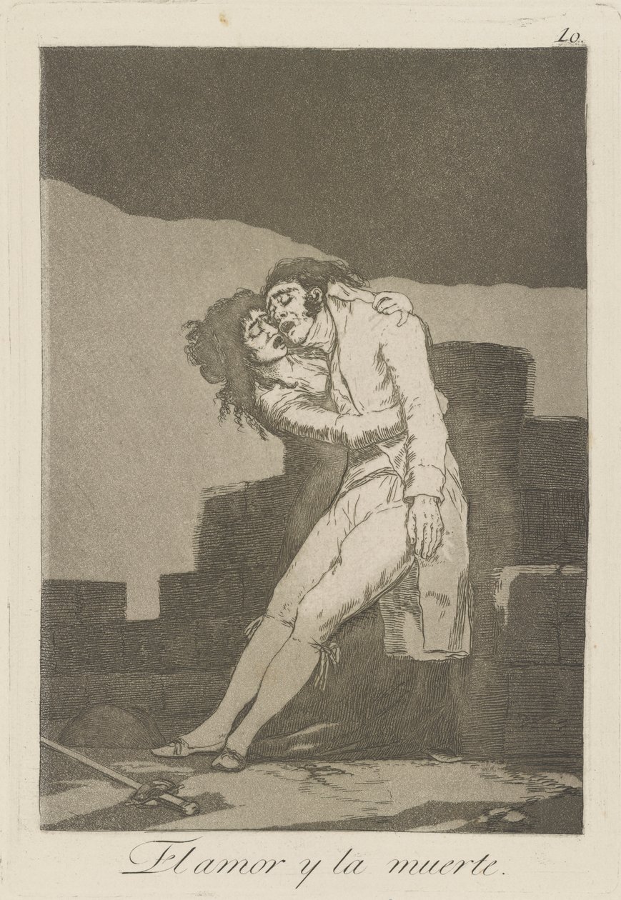kjærlighet og død (Kjærlighet og død.), pl. 10 fra serien The Caprices av Francisco de Goya