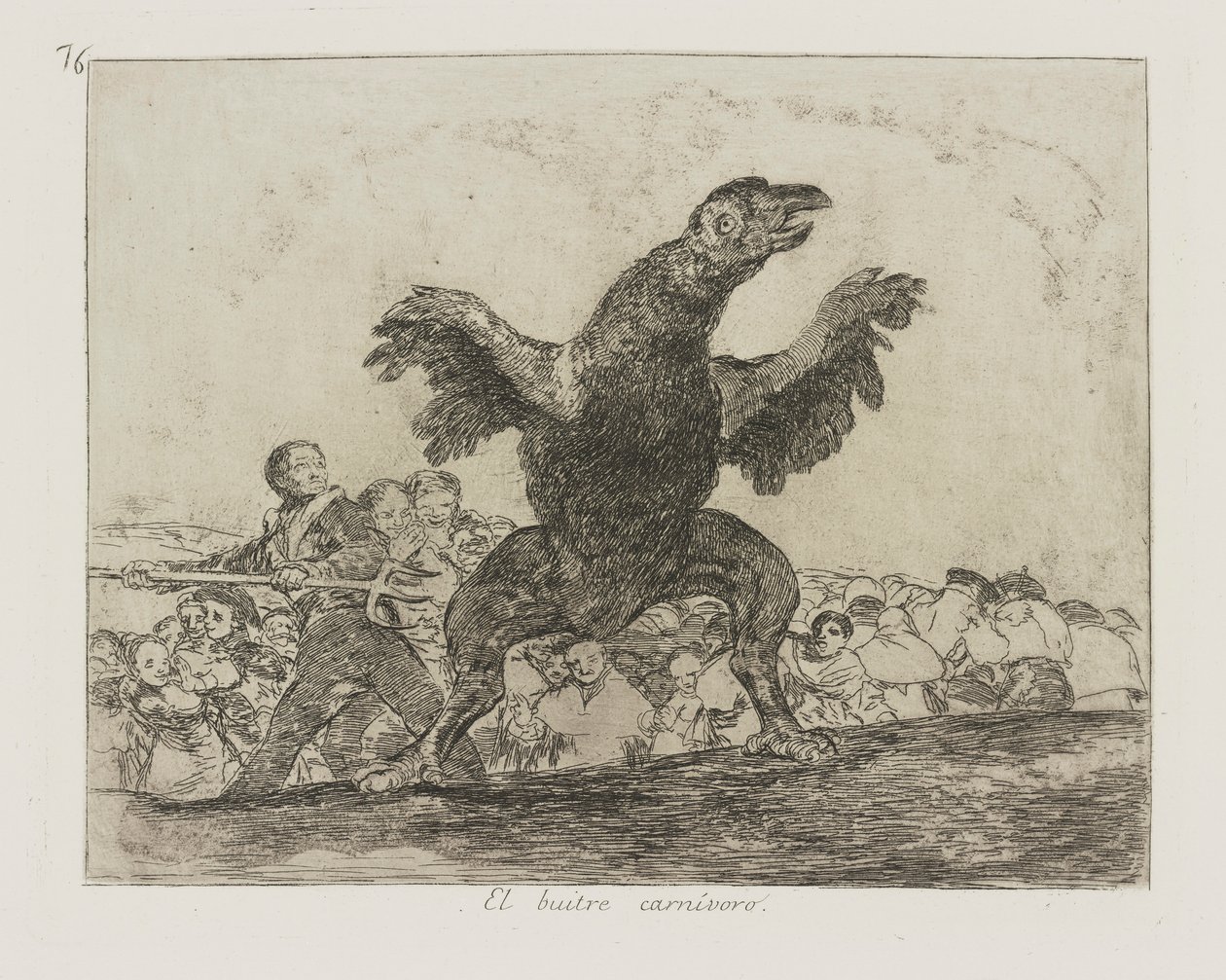 Den kjøttetende gribben. (The Carnivorous Vulture.), pl. 76 fra serien The Disasters of War av Francisco de Goya