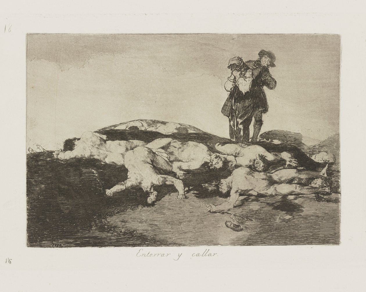 Begrav og hold kjeft. (Begrav dem og hold deg stille.), pl. 18 fra serien The Disasters of War av Francisco de Goya