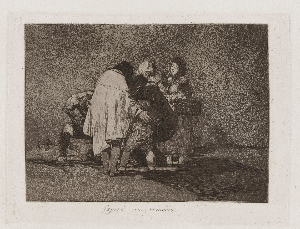 Espir? sin remedio (There Was Nothing to Be Done and He Died), Plate 53 fra Los desastres de la guerra (The Disasters of War) av Francisco de Goya