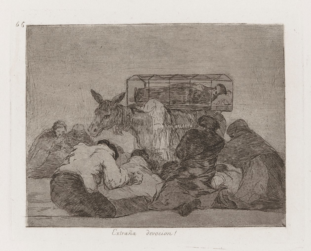 Merkelig hengivenhet! (Strange Devotion!), Plate 66 fra The Disasters of War av Francisco de Goya