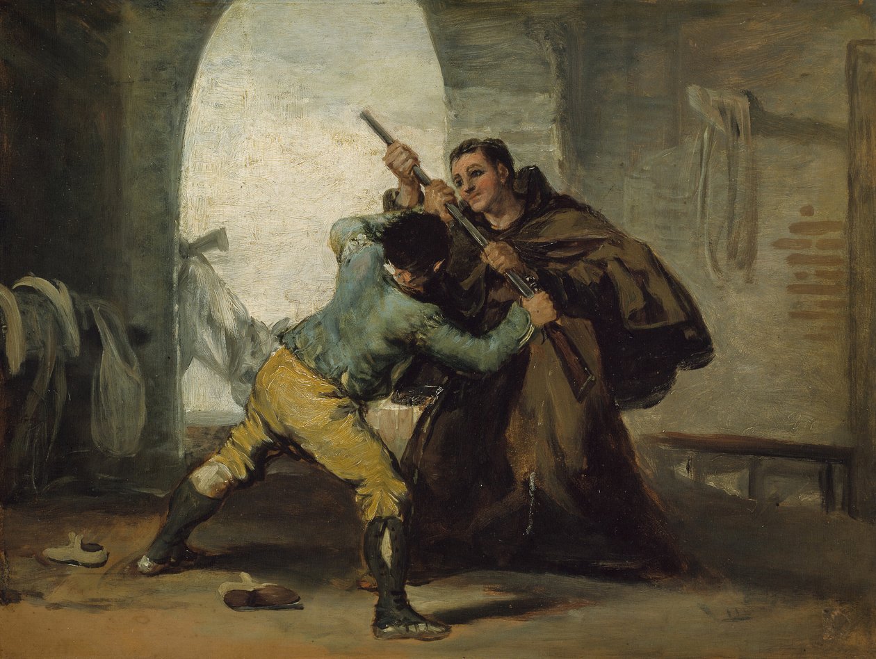 Friar Peter Wrests the Gun fra El Maragato, ca. 1806. av Francisco de Goya
