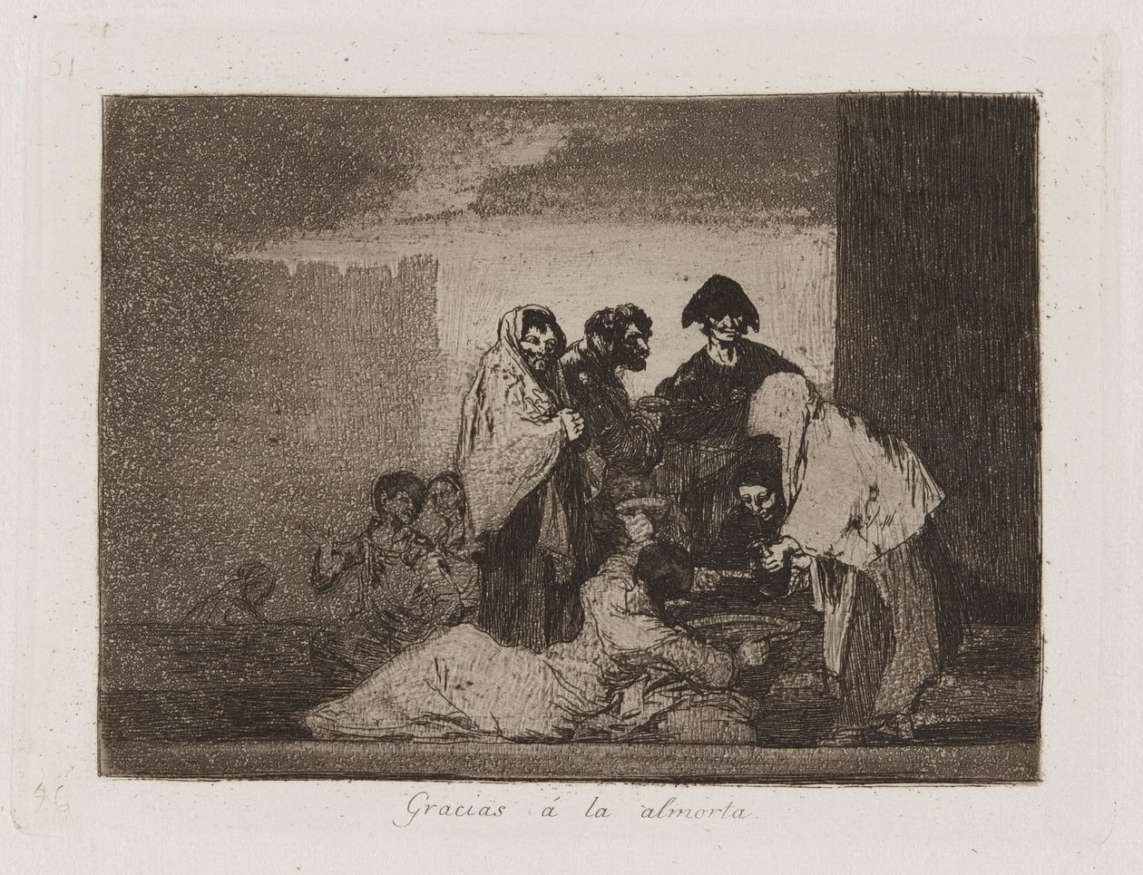 Takk skal du ha ? la almorta (Thanks to the Millet), Plate 51 fra The Disasters of War av Francisco de Goya