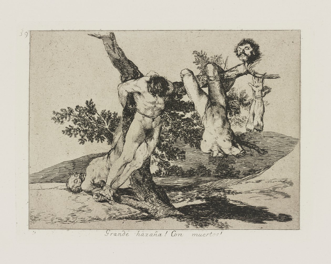 Flott prestasjon?a! Med døde! (En heroisk bragd! Med døde menn!), pl. 39 fra serien The Disasters of War av Francisco de Goya