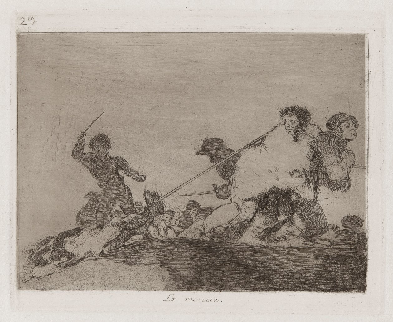 He Deserved It, Plate 29 fra The Disasters of War av Francisco de Goya