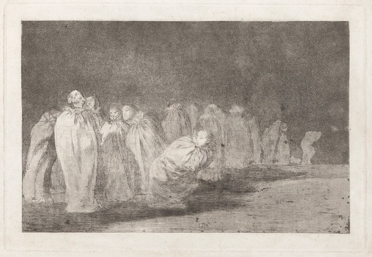 Los ensacados (The Men in Sacks), også kjent som So el sayal, hay al (There is Something Beneath the Sackcloth), fra serien Los disparates (Los proverbios) av Francisco de Goya