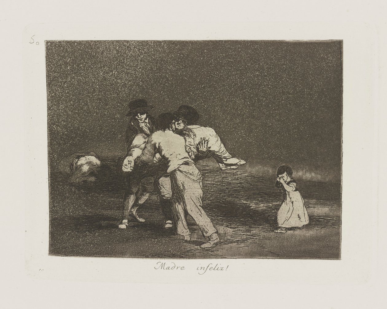 ulykkelig mor! (Ulykkelig mor!), pl. 50 fra serien The Disasters of War av Francisco de Goya