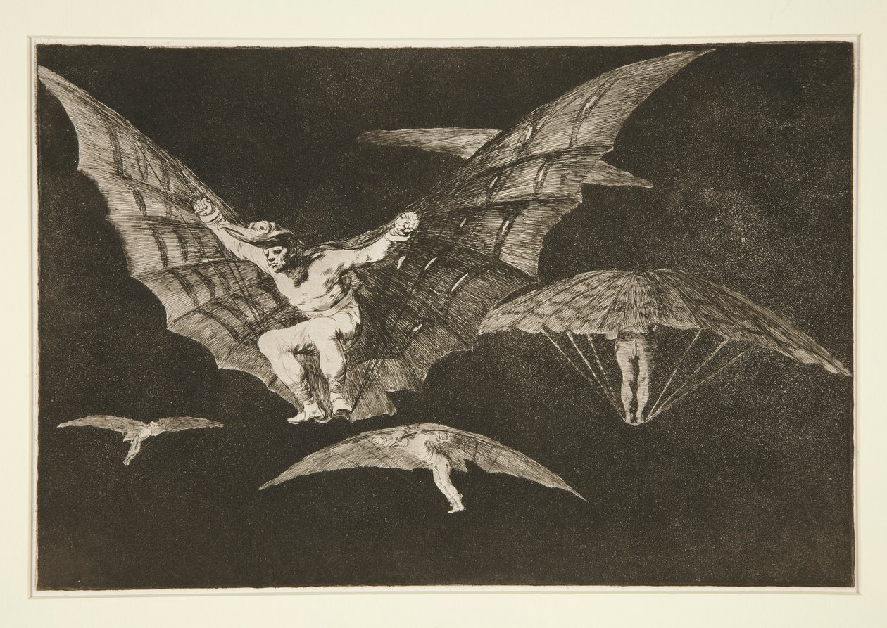 Mode of Flying (A Way of Flying), pl. 13 fra serien The Proverbs av Francisco de Goya