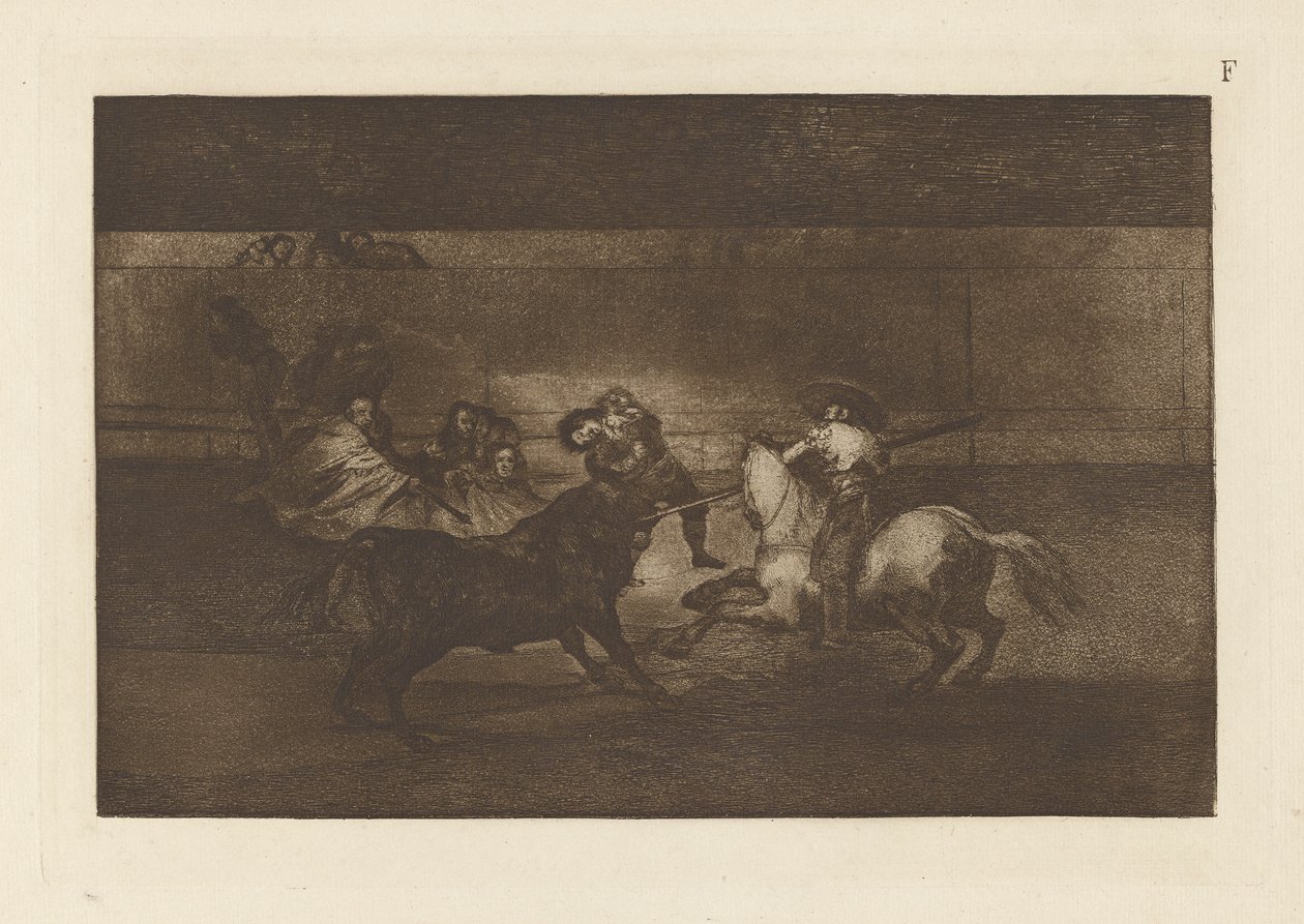 The Death of Pepe Illo (3. komposisjon), plate F fra The Bull Machia (3rd Edition) av Francisco de Goya