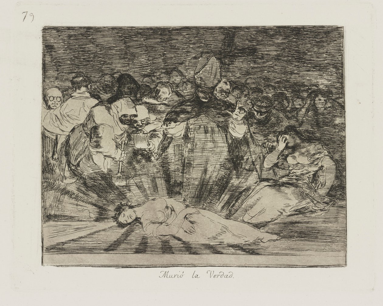 døde? sannheten. (Sannheten har dødd.), pl. 79 fra serien The Disasters of War av Francisco de Goya
