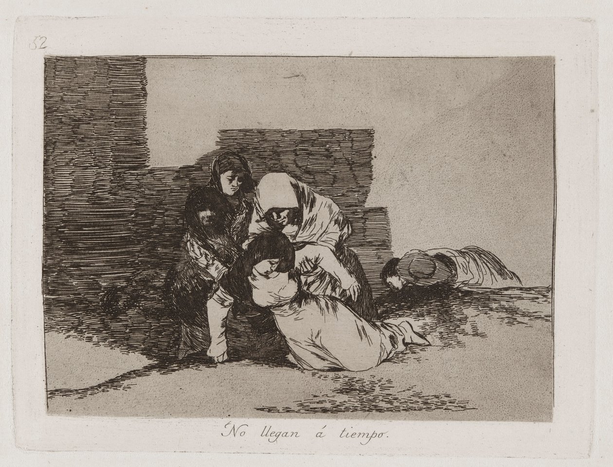 Kommer de ikke? They Do Not Arrive in Time, Plate 52 fra The Disasters of War av Francisco de Goya