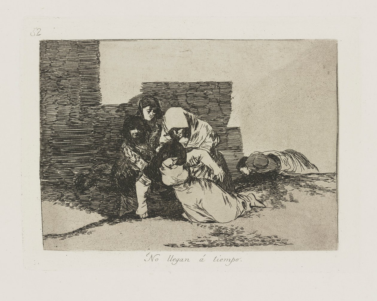 Kommer de ikke? vær. (De kommer ikke i tide.), pl. 52 fra serien The Disasters of War av Francisco de Goya