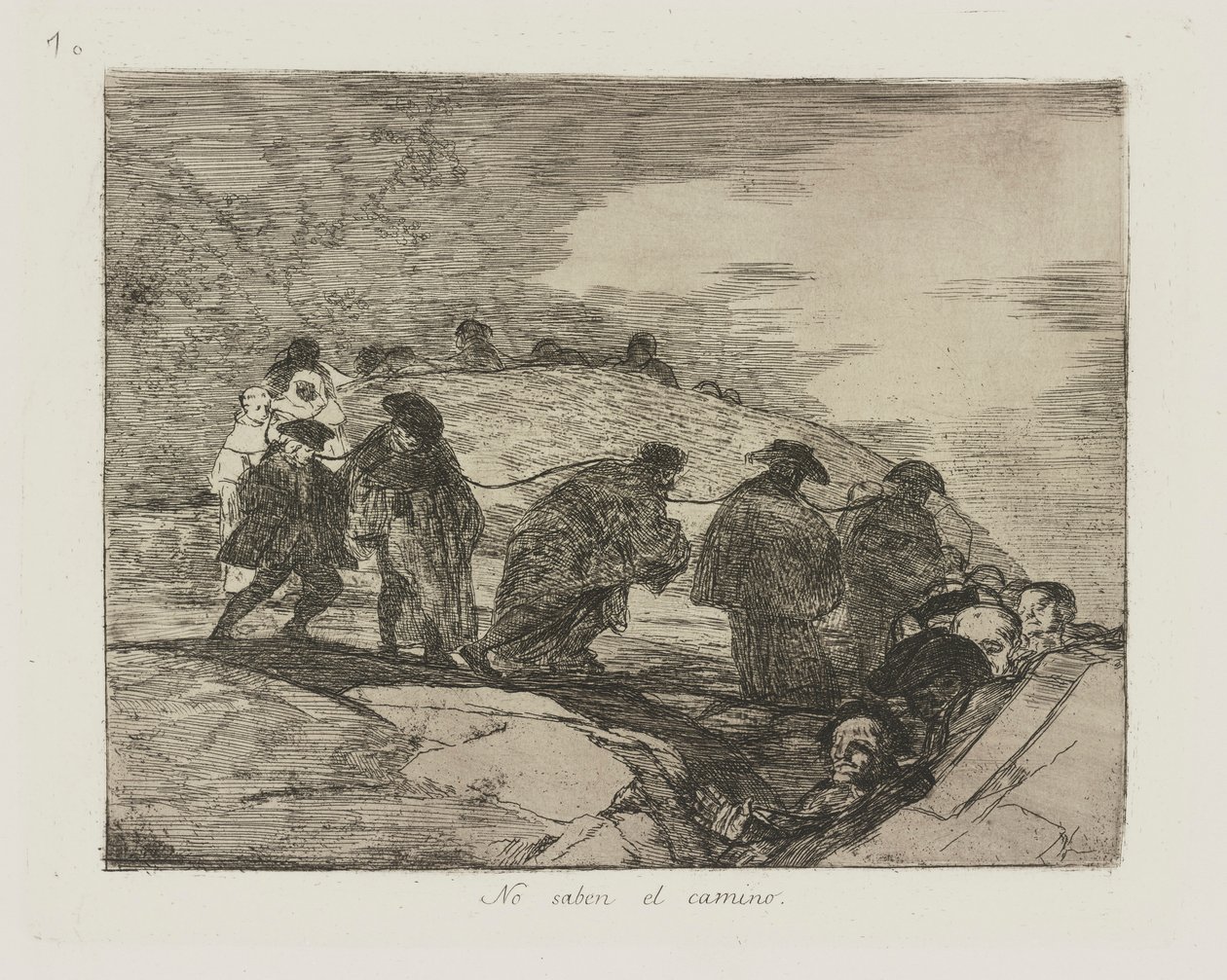 Ingen saben el camino. (De kjenner ikke veien.), pl. 70 fra serien Los desastres de la guerra (The Disasters of War) av Francisco de Goya