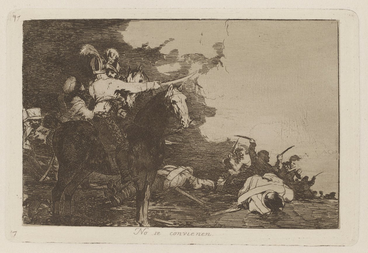 They Do Not Agree, Plate 17 fra The Disasters of War av Francisco de Goya