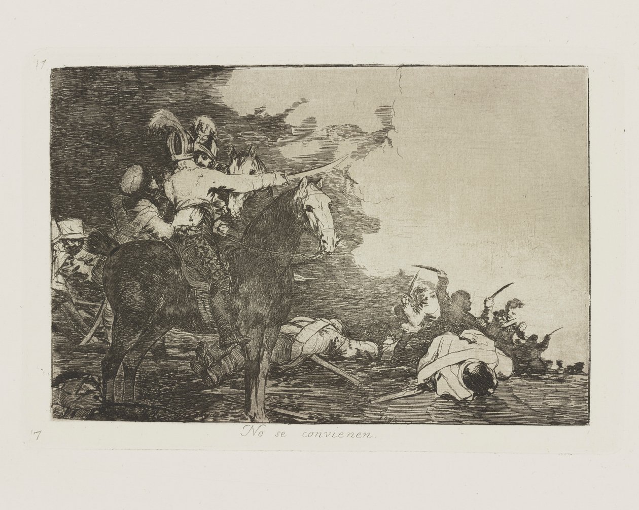 De er ikke enige. (De er ikke enige.), pl. 17 fra serien The Disasters of War av Francisco de Goya
