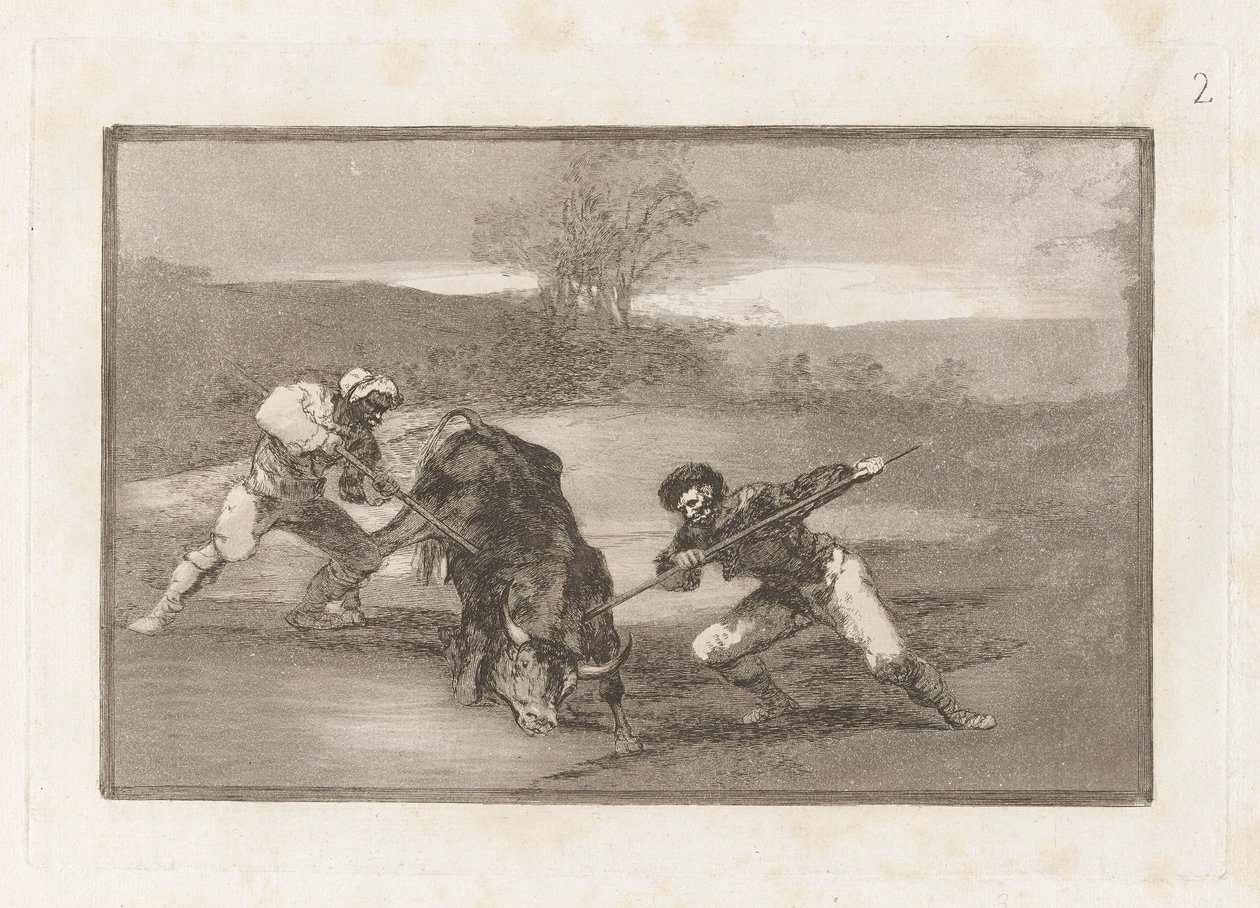 En annen måte å jakte på? fot (En annen måte å jakte på til fots), Plate 2 fra La tauromaquia av Francisco de Goya