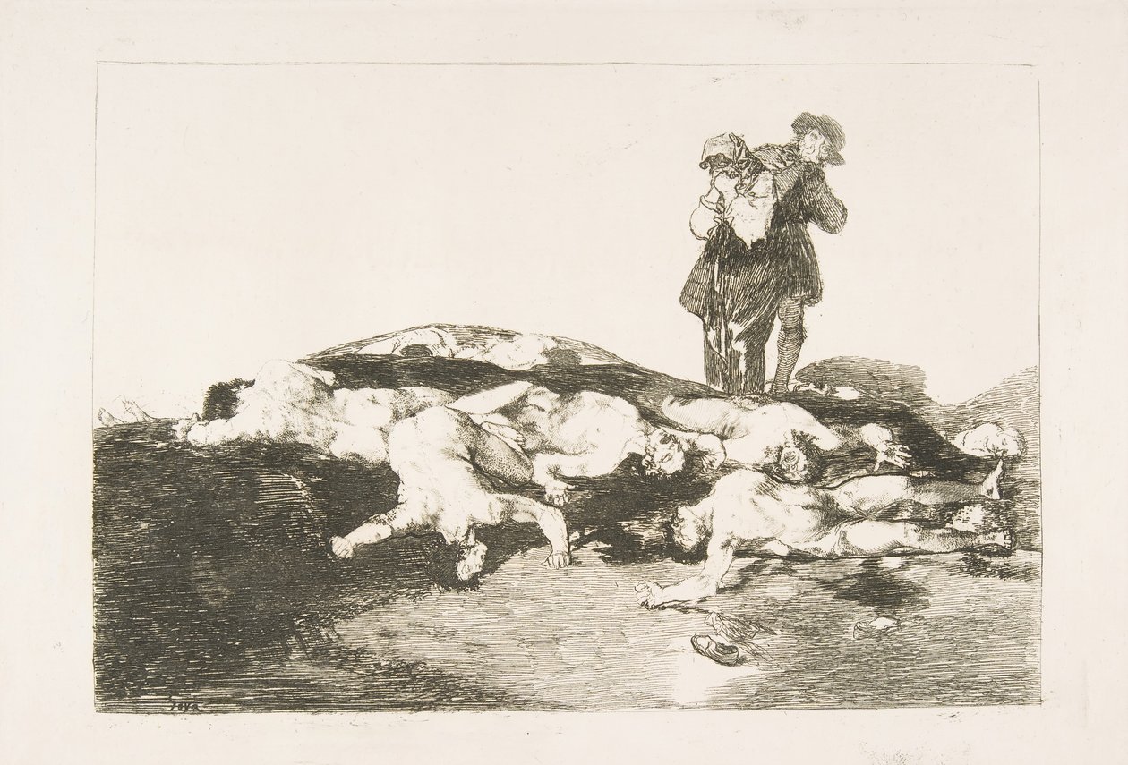Plate 18 fra The Disasters of War Los Desastres de la Guerra: Begrav dem og hold kjeft..., 1810. av Francisco de Goya