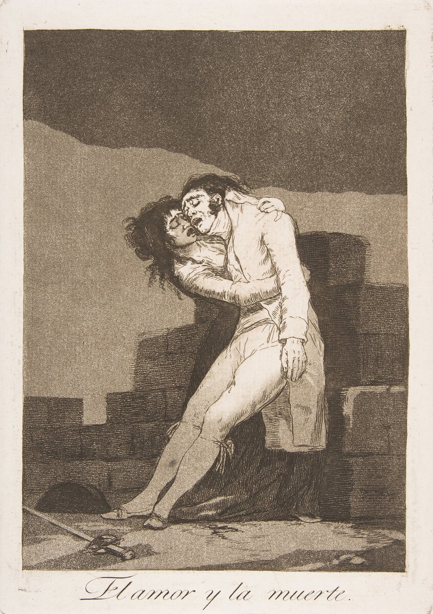 Plate 10 fra Los Caprichos: Kjærlighet og død Kjærlighet og død, 1799. av Francisco de Goya