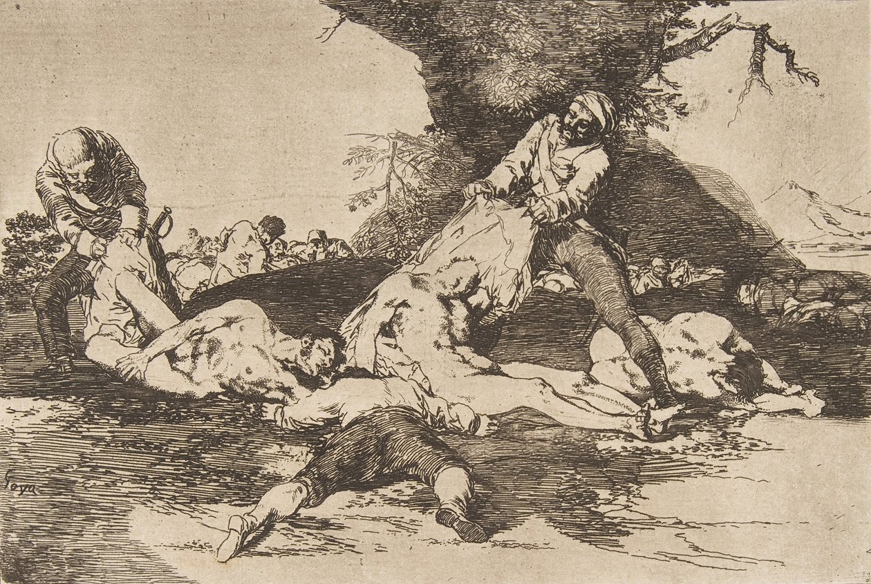 Plate 16 fra The Disasters of War Los Desastres de La Guerra: They ..., 1810 publisert 1863. av Francisco de Goya