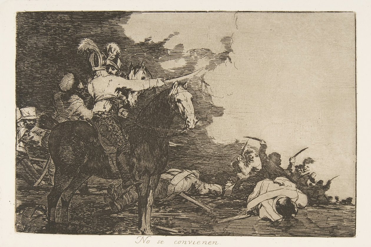 Plate 17 fra The Disasters of War Los Desastres de la Guerra: They ..., 1810 publisert 1863. av Francisco de Goya