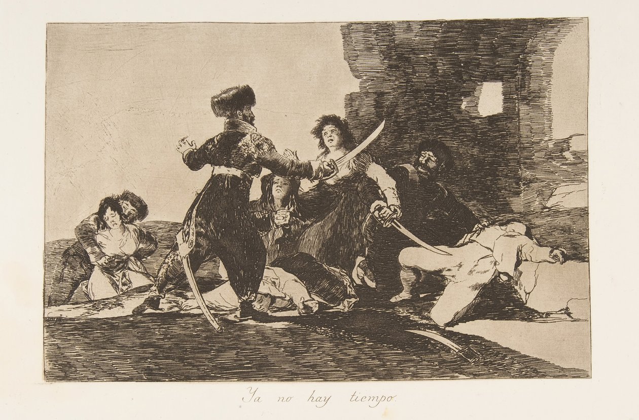 Plate 19 fra 'The Disasters of War' Los Desastres de la Guerra: 'There..., 1810 publisert 1863. av Francisco de Goya