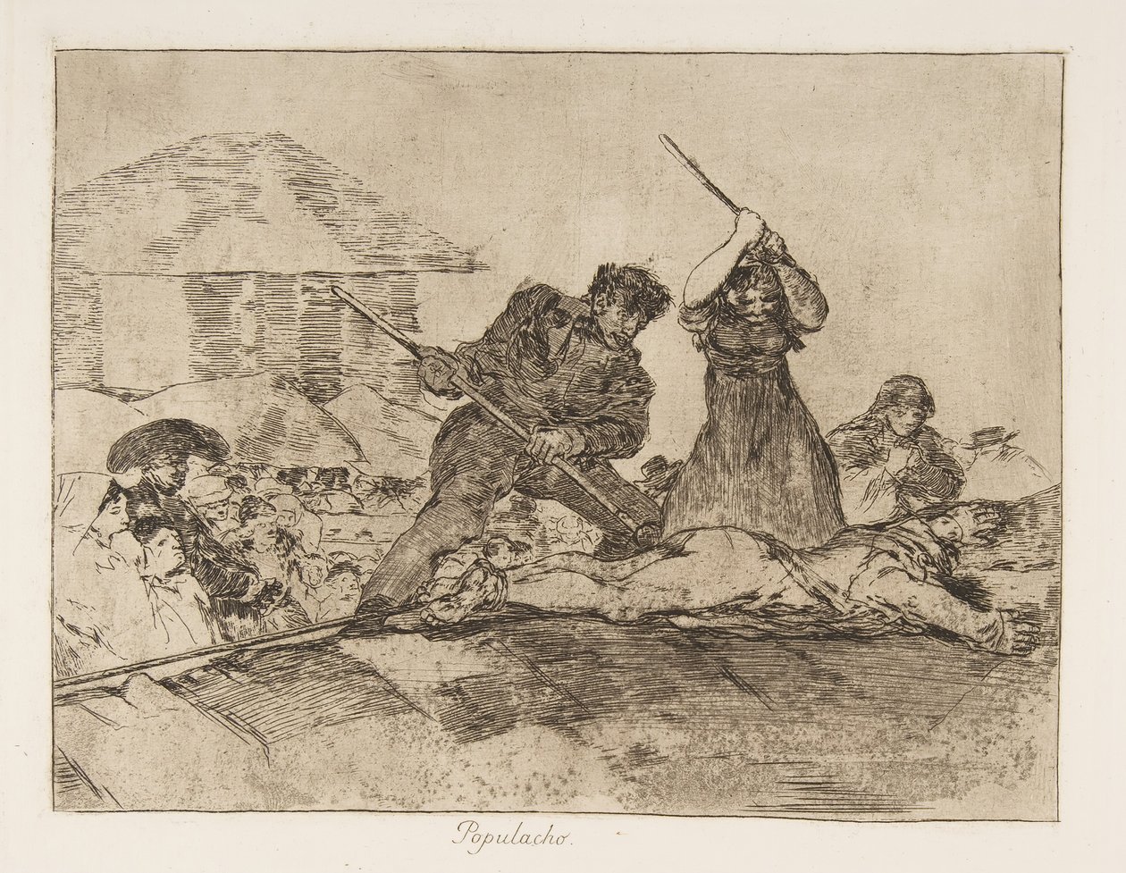 Plate 28 fra The Disasters of War Los Desastres de la Guerra: Rabbl..., 1810 publisert 1863. av Francisco de Goya