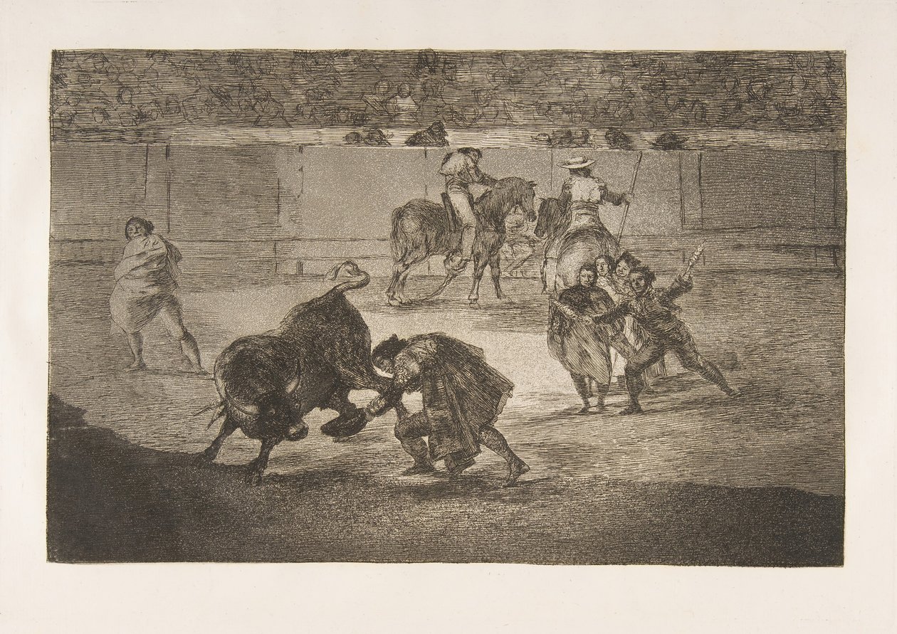 Plate 29 av Tauromachia: Pepe Illo passerer kuttet., av Francisco de Goya
