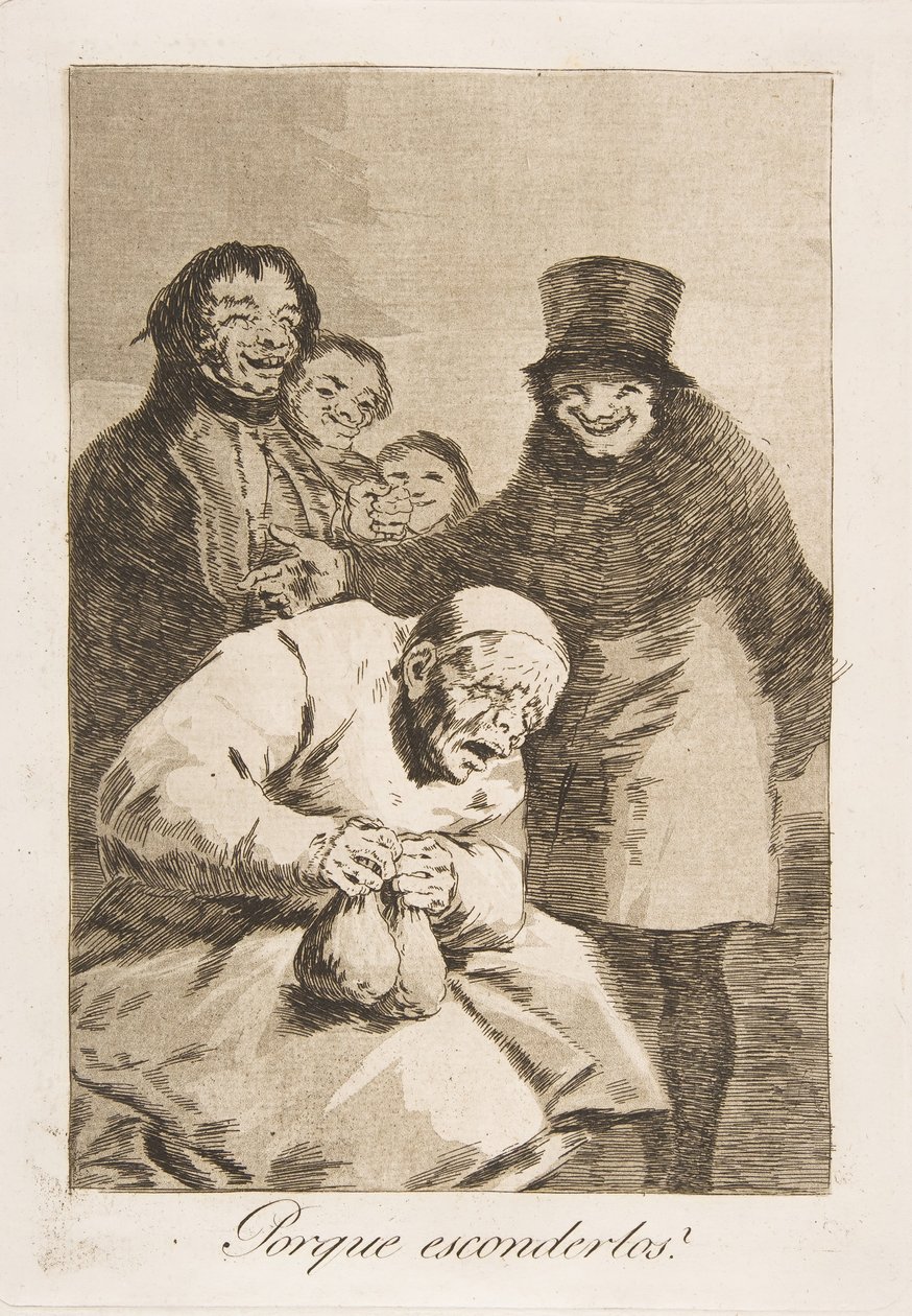 Plate 30 fra Los Caprichos: Hvorfor skjule dem av Francisco de Goya