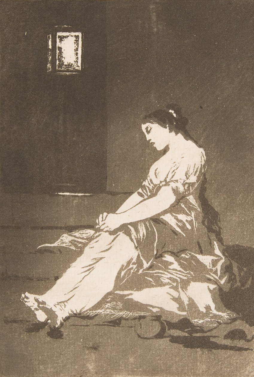 Plate 32 fra Los Caprichos: Fordi hun var mottakelig., 1799. av Francisco de Goya